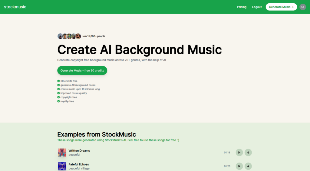 Screenshot StockMusic