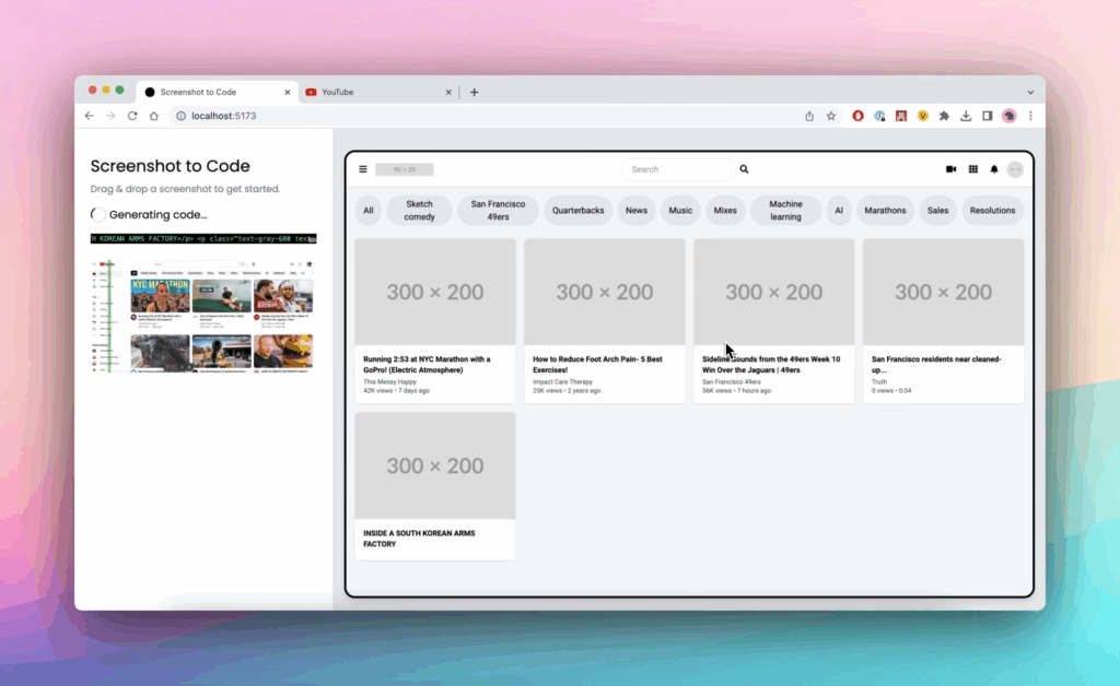 Screenshot: Screenshot to Code