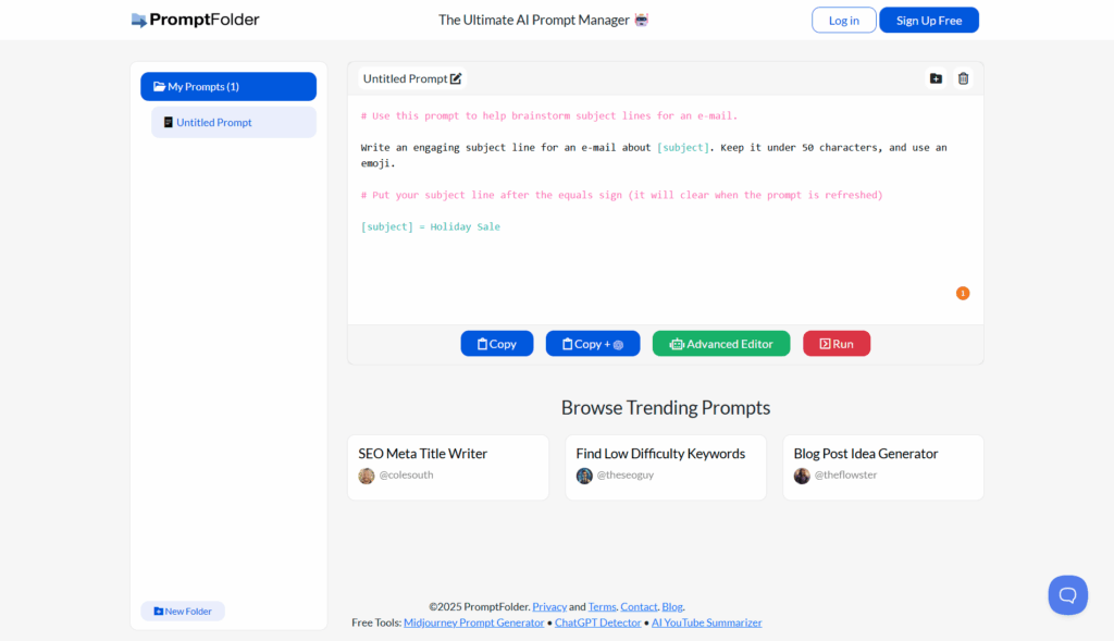 Screenshot PromptFolder
