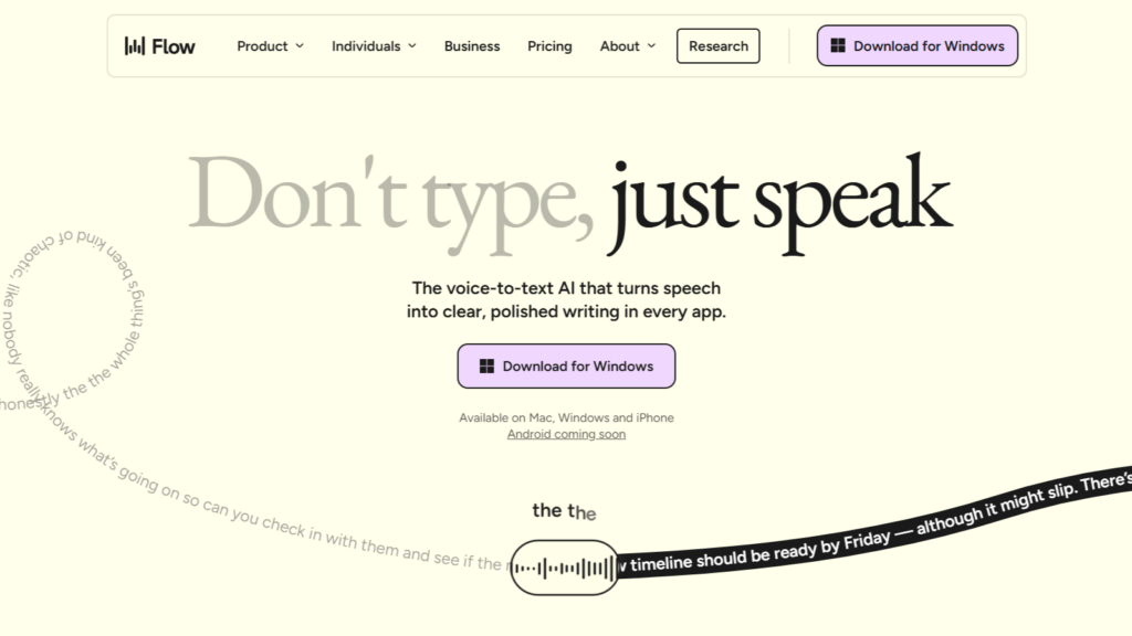 Screenshot Wispr Flow