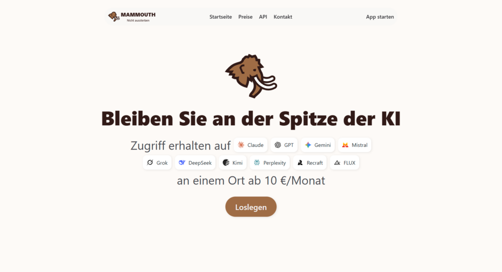 Screenshot Mammouth AI