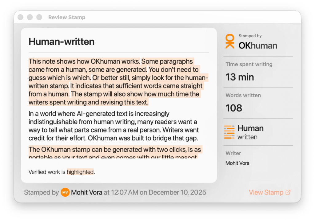 Screenshot OKhuman