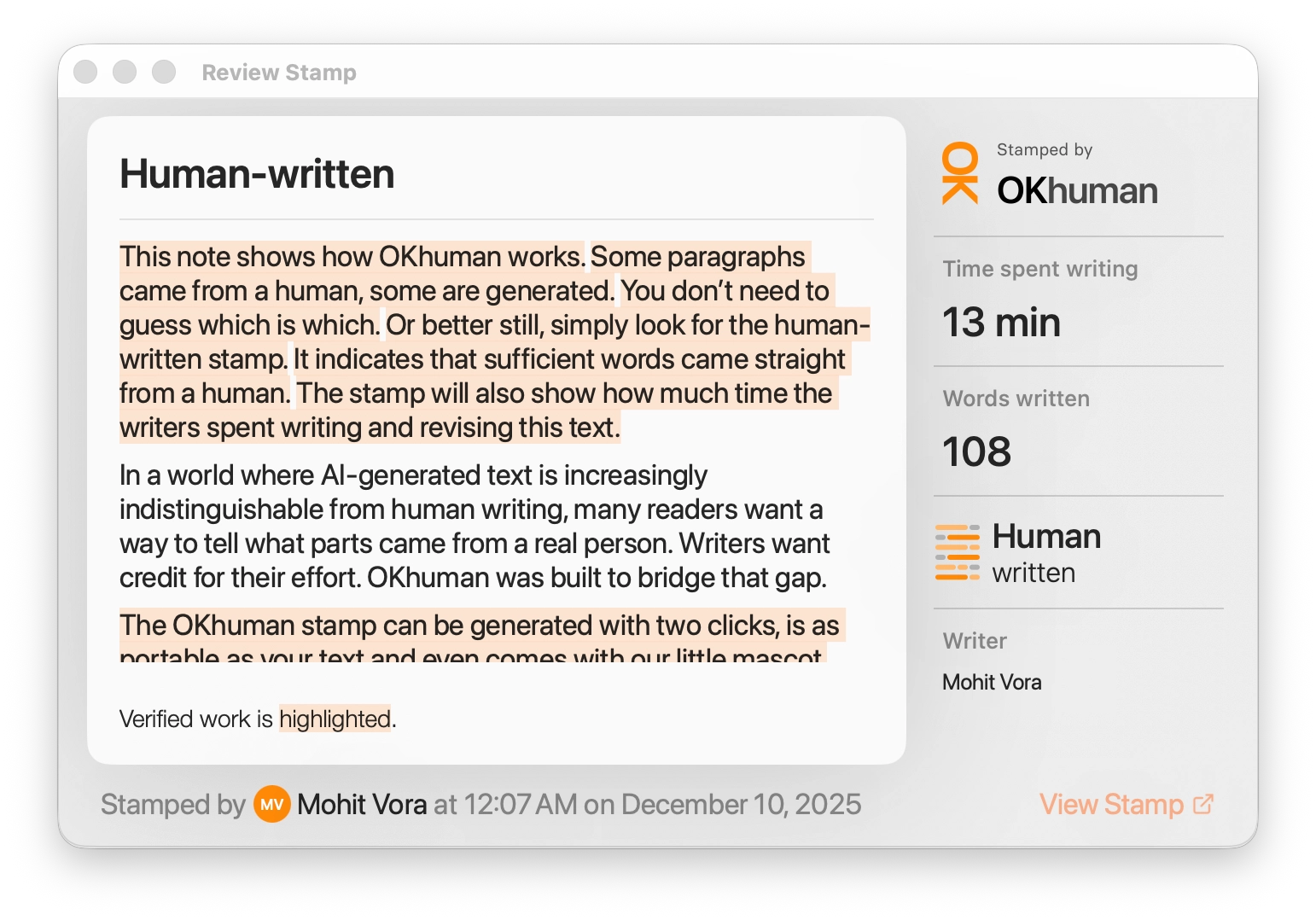 OKhuman: Ein Stempel für menschengemachte Texte